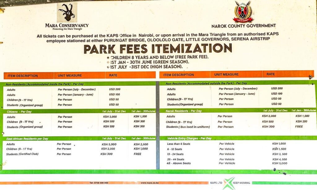 masai mara entrance fee - divulge adventures