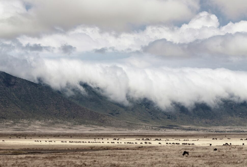 Tanzania northern circuit itinerary - clouds over the green walls of the Ngorongoro Crater